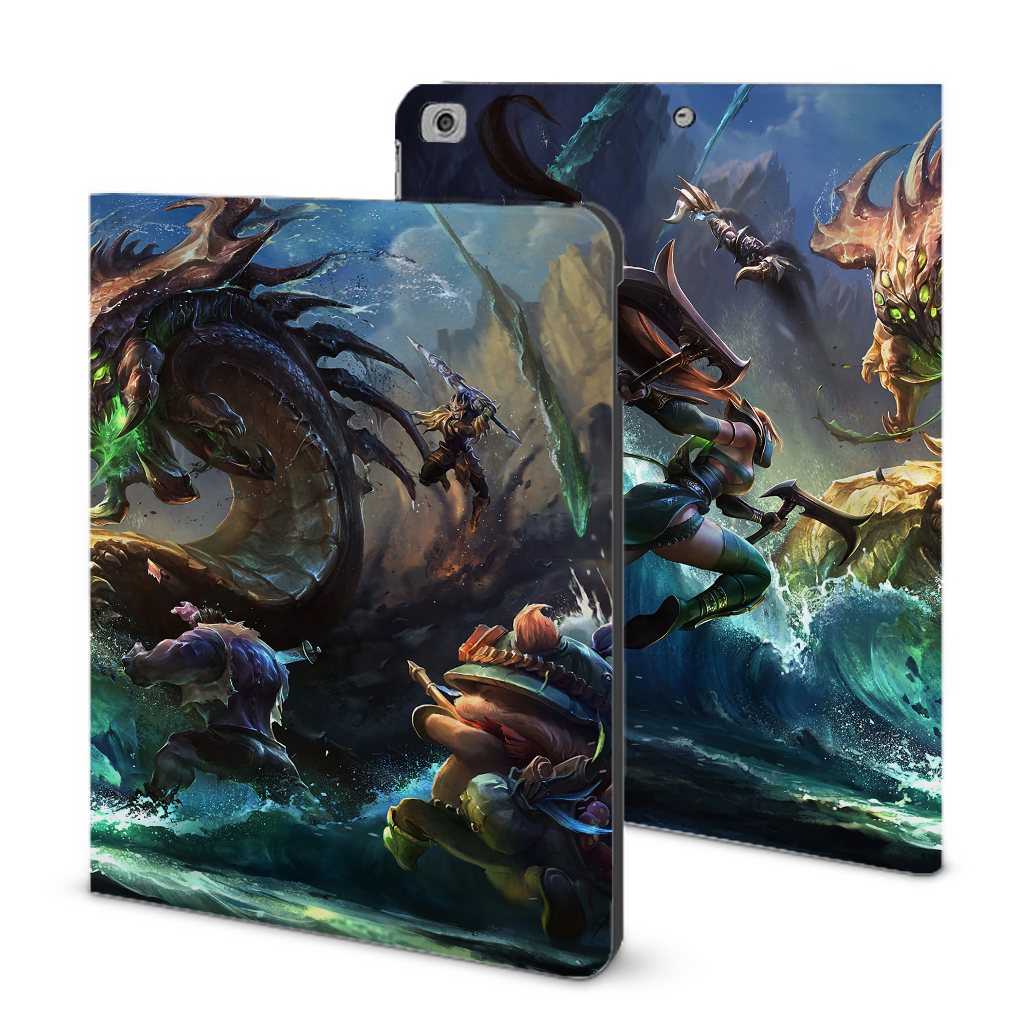 （画像用） リーグ・オブ・レジェンド League of Legends LOL IPad ケース ブック型 PUレザー TPU 耐衝撃 軽量 薄型 ペン収納なし 全面保護 IPad 各モデル対応